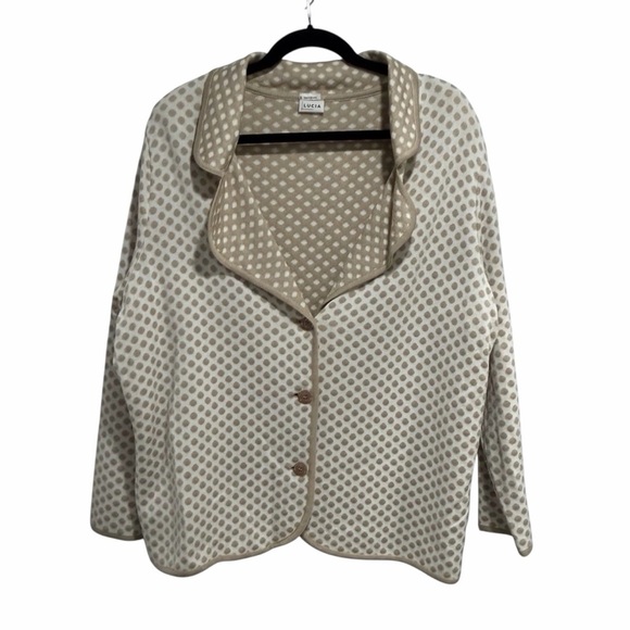Lucia Sweaters - Lucia Cream and Tan Patterned Button-Up Long Sleeve Cardigan
